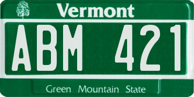 VT license plate ABM421