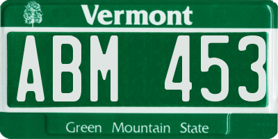 VT license plate ABM453