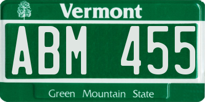 VT license plate ABM455