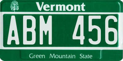 VT license plate ABM456