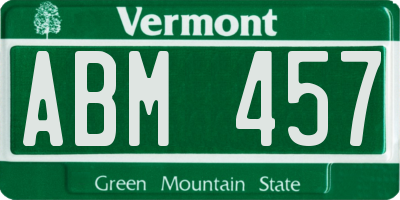 VT license plate ABM457