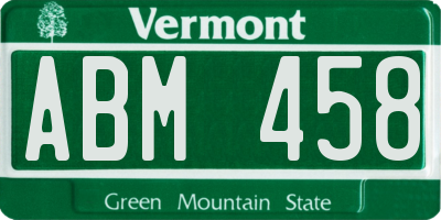 VT license plate ABM458