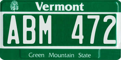 VT license plate ABM472
