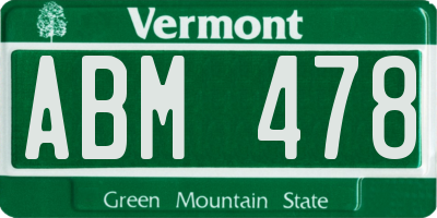 VT license plate ABM478
