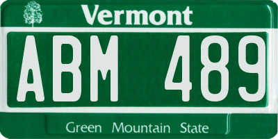 VT license plate ABM489
