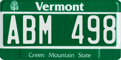 VT license plate ABM498