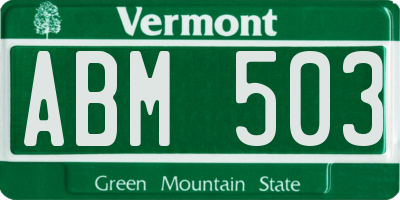 VT license plate ABM503