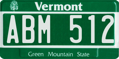 VT license plate ABM512