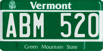 VT license plate ABM520