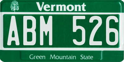 VT license plate ABM526