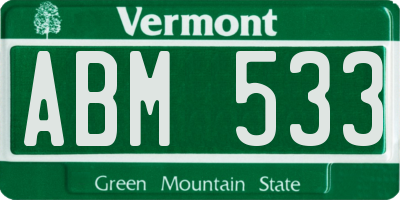 VT license plate ABM533