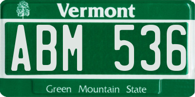 VT license plate ABM536