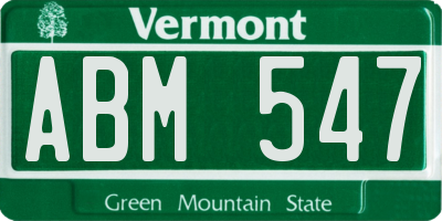 VT license plate ABM547