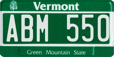 VT license plate ABM550