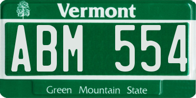 VT license plate ABM554