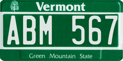 VT license plate ABM567