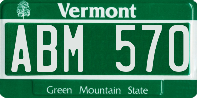 VT license plate ABM570