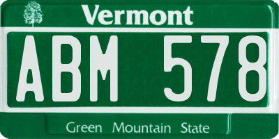 VT license plate ABM578