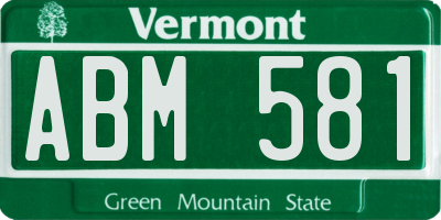 VT license plate ABM581