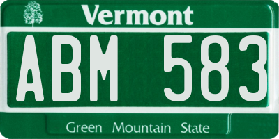 VT license plate ABM583