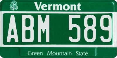 VT license plate ABM589