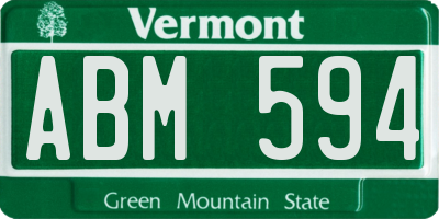 VT license plate ABM594