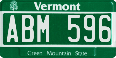 VT license plate ABM596