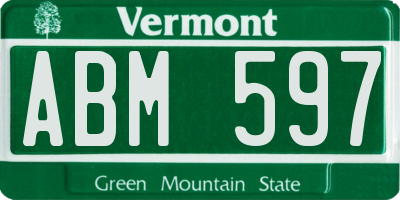 VT license plate ABM597