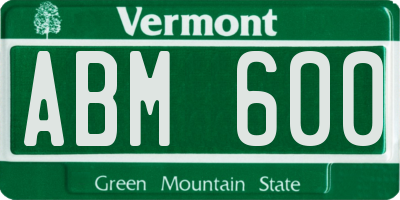 VT license plate ABM600