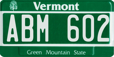 VT license plate ABM602