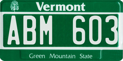 VT license plate ABM603