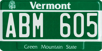 VT license plate ABM605