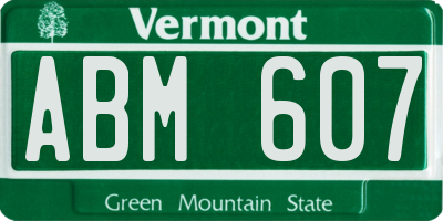 VT license plate ABM607