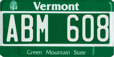 VT license plate ABM608