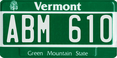 VT license plate ABM610