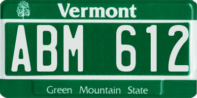 VT license plate ABM612