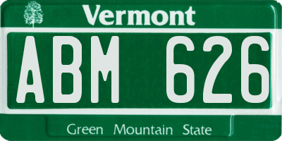 VT license plate ABM626