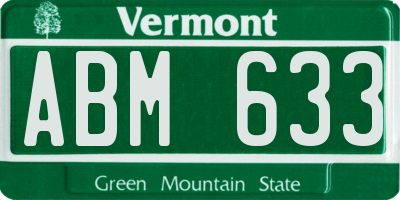 VT license plate ABM633