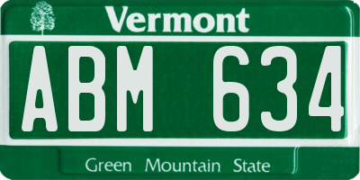 VT license plate ABM634