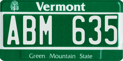 VT license plate ABM635