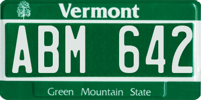 VT license plate ABM642