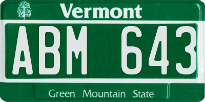 VT license plate ABM643