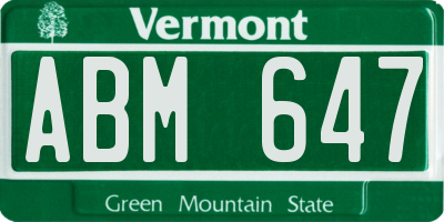 VT license plate ABM647