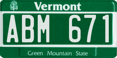 VT license plate ABM671