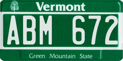 VT license plate ABM672