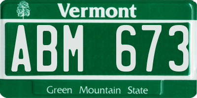 VT license plate ABM673