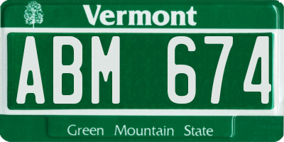 VT license plate ABM674