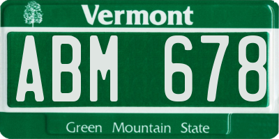 VT license plate ABM678