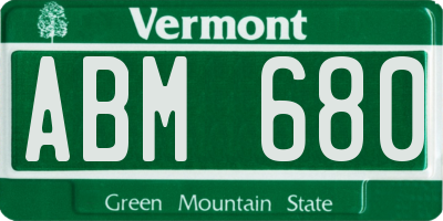 VT license plate ABM680