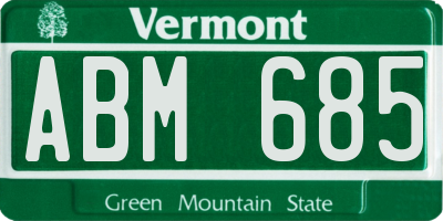 VT license plate ABM685